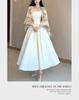 Elegant Women's Spaghetti Strap Waist-Cinched White Long Dress - Early Spring 2026 Collection, Romantic & Formal Design