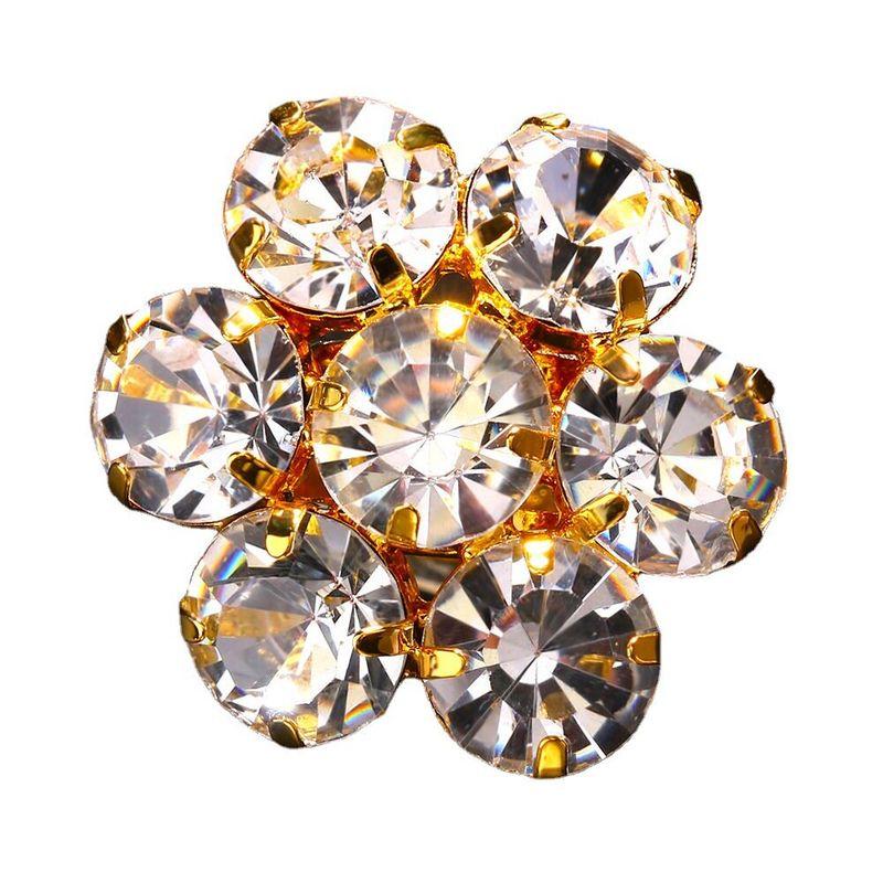 

Fashion Exaggerated Super Flash Rhinestone Big Ring Catwalk Runway Modeling Photo Adjustable Ring Stylish Ornament Ring Small Flower Gold Plated Adjustable opening
