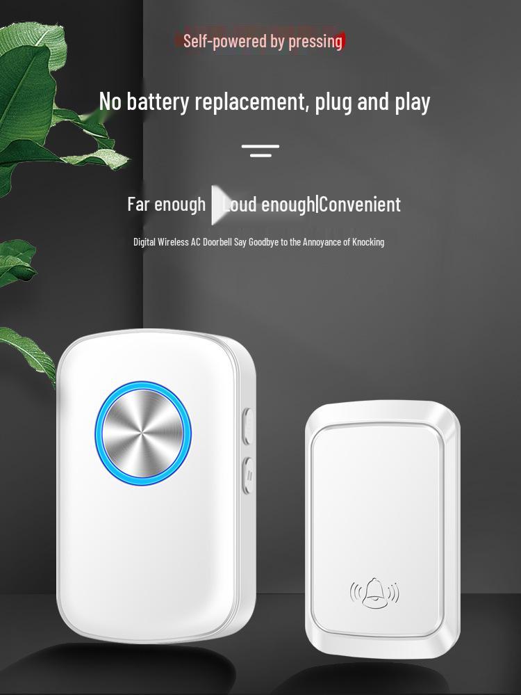 Wireless Battery-Free Doorbell: Smart, Waterproof, Long-Range Remote for Home and Elderly Use