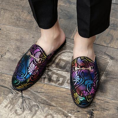 Pánské PU kožené boty Ležérní pantofle pro muže Poloviční nazouváky Společenské boty Vzor Letní mokasíny Vintage Klasické Business Pánská obuv