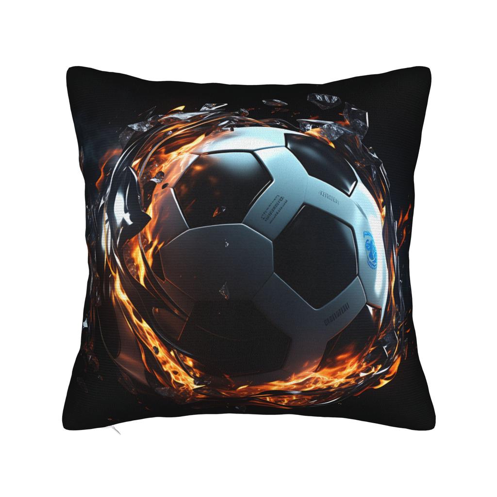 Neon Fire Soccer Ball Pillow Case Graphic Pillow Cover For Sofa Bedroom Home Decor Novelty Pillowcases