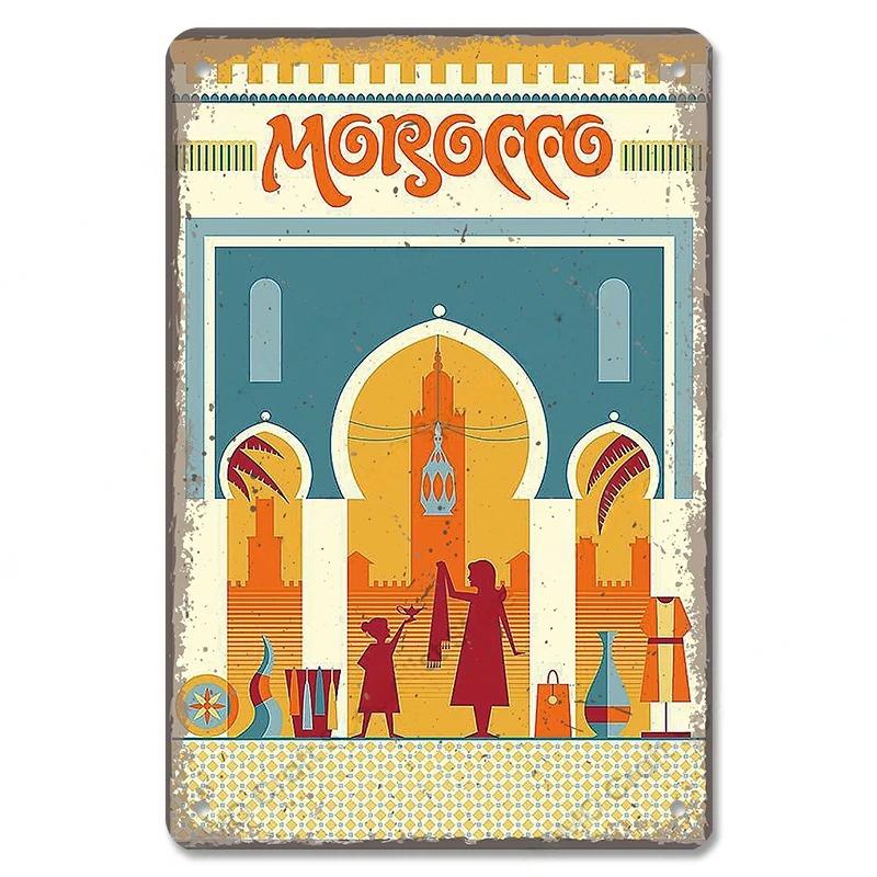 Famous City Landscape Posters Vintage Metal Signs Budapest Malta Sydney Tin Plate Retro Home Wall Art Decor Room Decoration