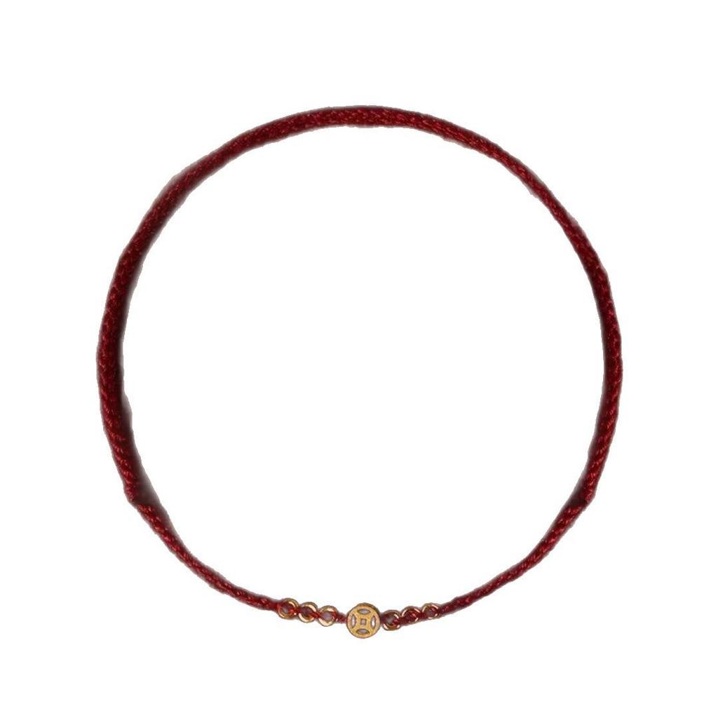 Qian Duoduo 2024 Trendy Red Rope Copper Coin Anklet: Thin, Sexy, Ancient Style for Women
