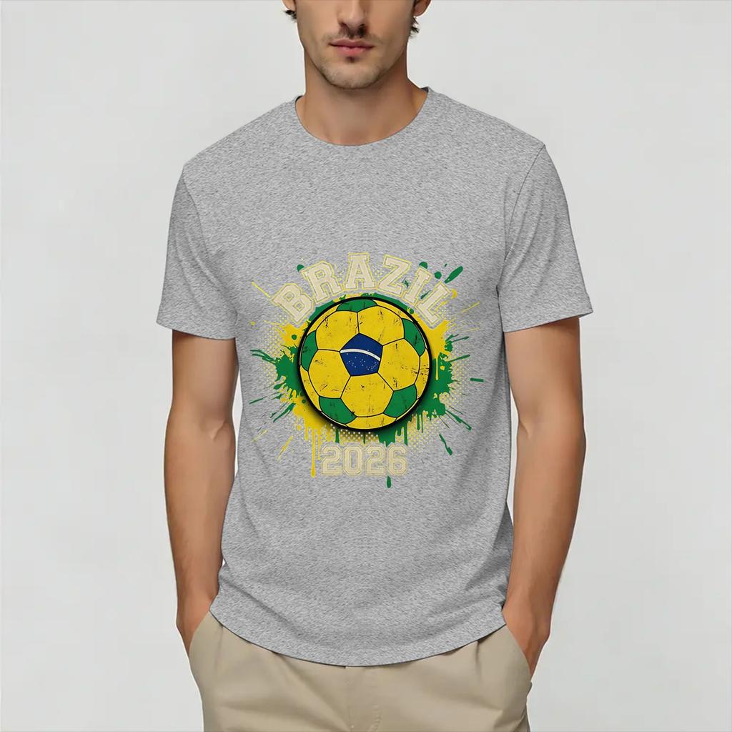 Brazil 2026 Soccer T Shirt Beach Hippie TShirts Couple Cotton Crewneck Oversized Clothes Short Sleeve Y2K Fun Tshirt