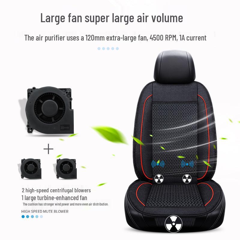 Cooling Car Seat Cushion with Fan - 12V/24V, Breathable, Single Piece