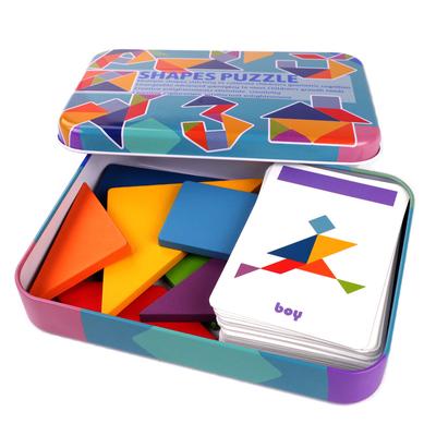 Jouets Puzzles en Bois pour Enfants Montessori Éducation Préscolaire Jeu Tangram Blocs de Construction Jeu de Puzzle d'Apprentissage Jouet de Festival pour Enfants