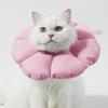 Cute Cat Cone Collar Prevent Licking Wound Waterproofing Adjustable Soft Cat Recovery Collar S Pink