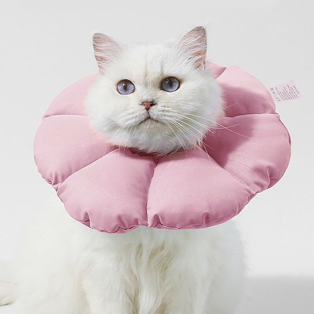Cute Cat Cone Collar Prevent Licking Wound Waterproofing Adjustable Soft Cat Recovery Collar S Pink
