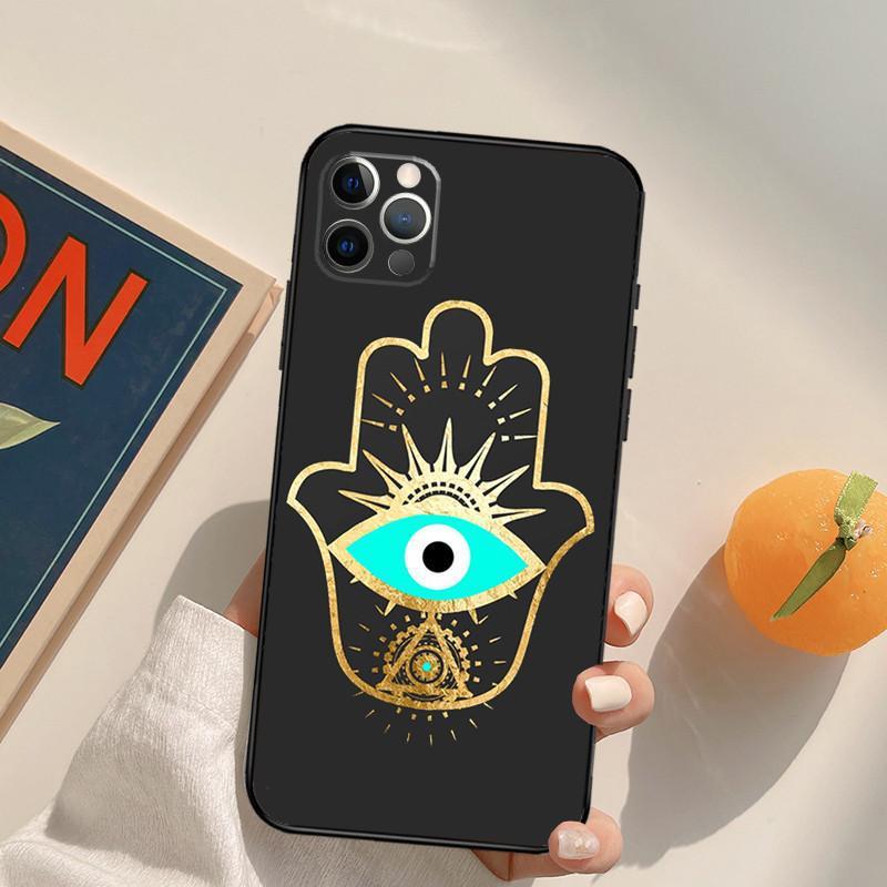 Anwendbar auf Apple IPhone14 Pro Handyhülle, Böser Blick Hamsa Handyhülle, Bemaltes Anti-Drop Hua