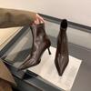 New Women'S Ankle Boots Sexy Pointed Toe Woman Short Boots Fashion Causal Ladies Thin High Heel Boots Solid Color Stiletto