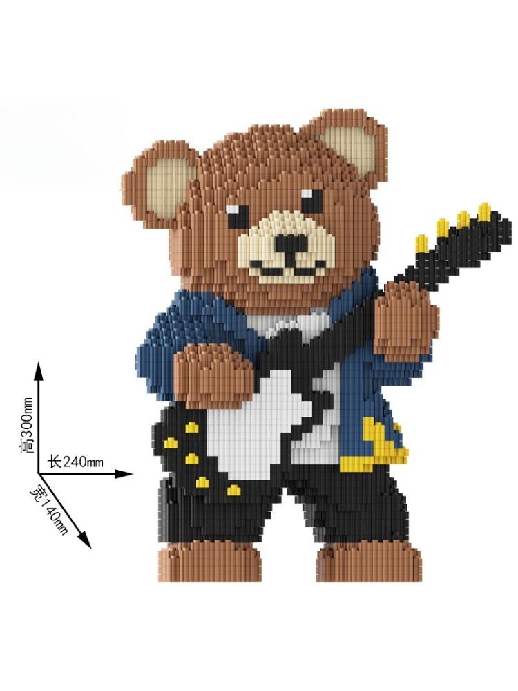 Kawaii 3D DIY Raccoon Rabbit Building Blocks Toy Brown Music Bear Band Party Figure Model Funny Animal Assembly Birthday Gift