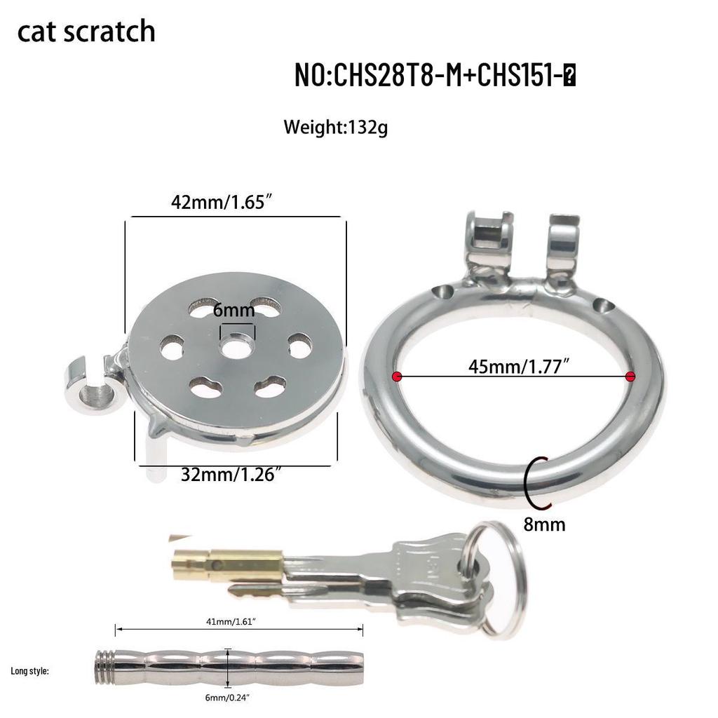 Stainless Steel CB Purity Device: Cat Paw Chastity Lock with Tube for Men