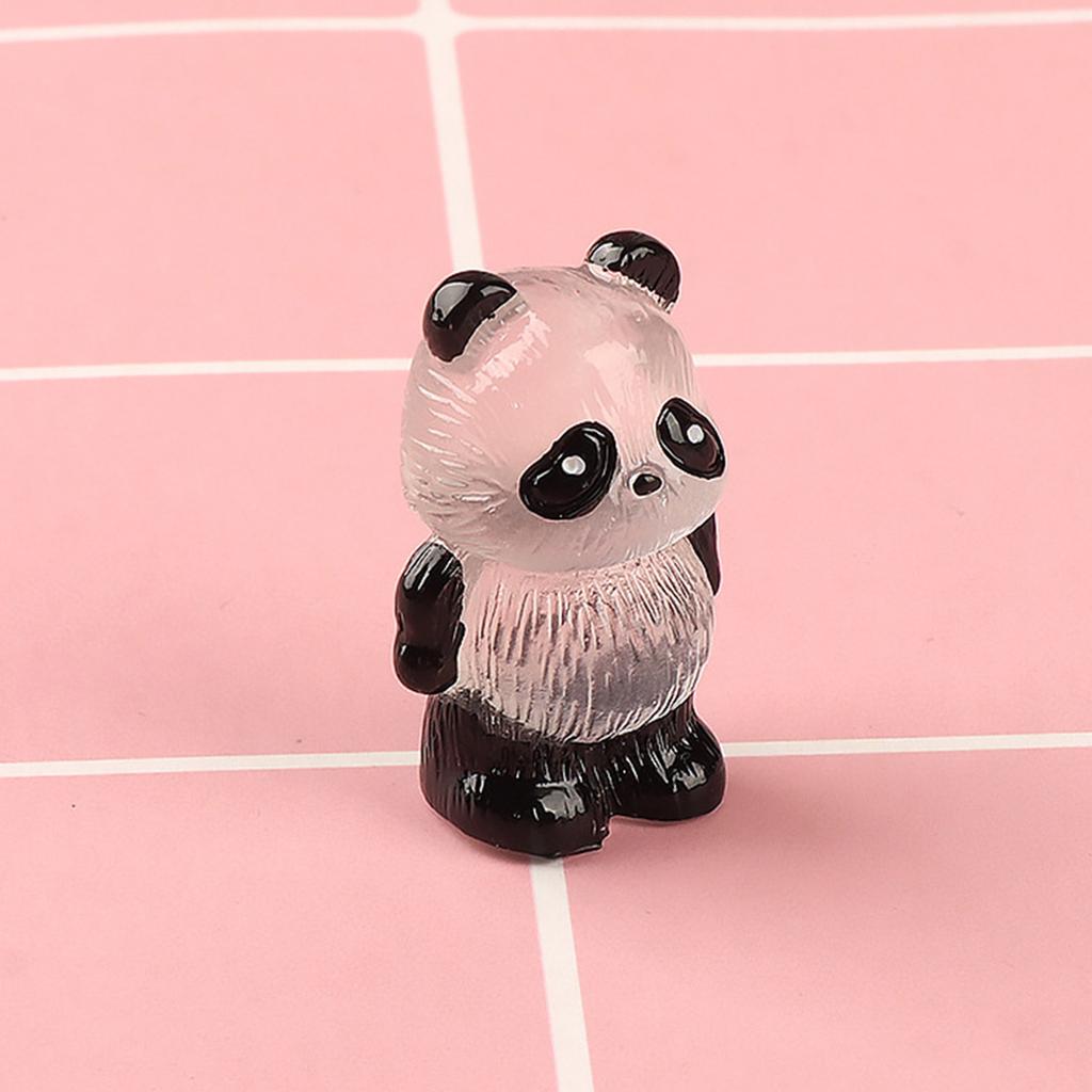 5Pcs Cute Luminous Panda 3D Resin Crafts Glow in Dark Pandas Statue Micro Landscape Figures Decorative DIY Home Ornament
