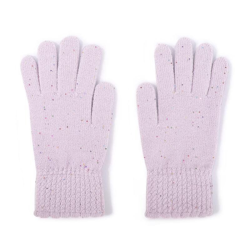 Winter Adult Gloves Women's Color Dot Bow Dew Finger Riding Gloves Women's Outdoor Double Layer Thickened Warm Gloves Men's