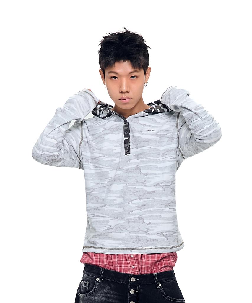 AAKAM Camo Contrast Hooded Long Sleeve (White)