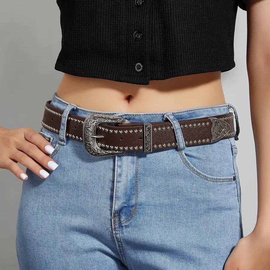 Punk Style Trend Willow Nail Belt Women'S Personality Simple High-End Decorative Belt Jeans Belt