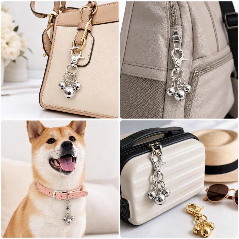 Portable Metal Dog Collar Bell Loud Clear Sound DIY Snap Clip Bell Jingle Bell Pet Pendant Bell Puppy Training