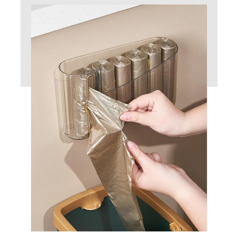 Multipurpose Plastic Bag Storage Box Large Capacity Wall Mounted Trash Bag Holder Dispenser For Daily Use