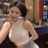 Women's Halter Slim Sexy Exposure Navel Camisole Summer Vest Solid Color Tank Top