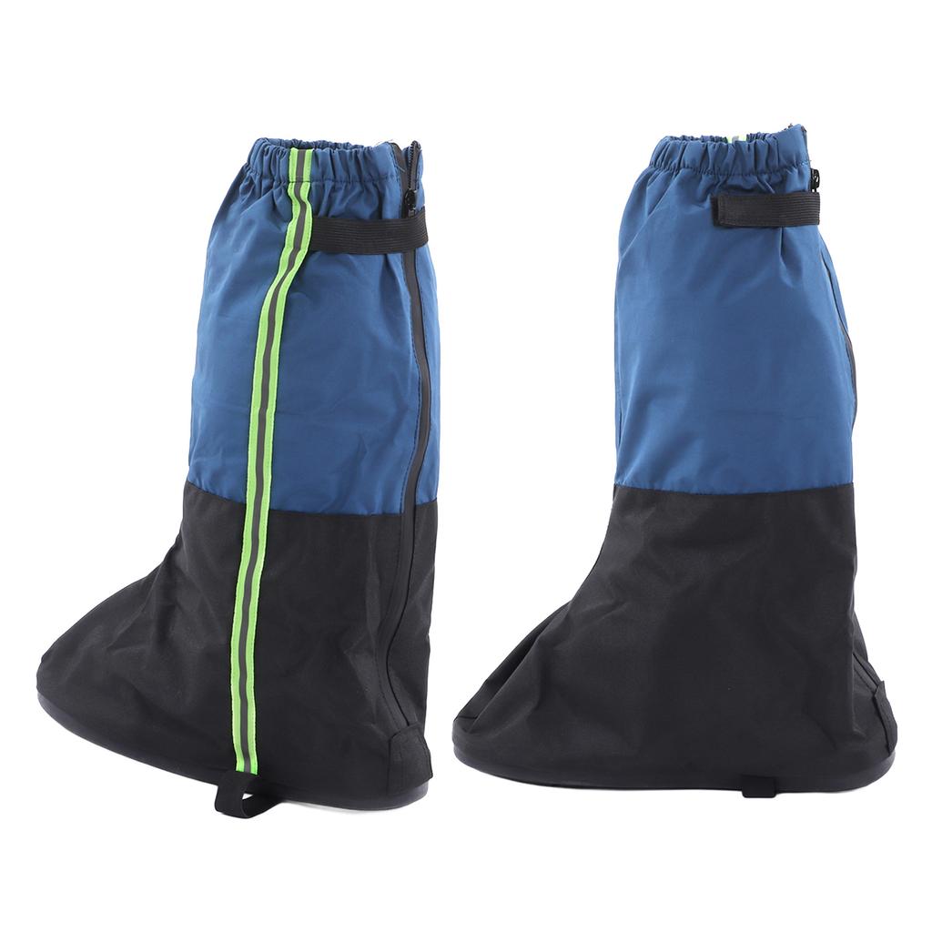 A Pair Shoes Cover Boots Gaiters Blue Waterproof Antiskid Boots Gaiter with Reflective Strip for Hiking Size L