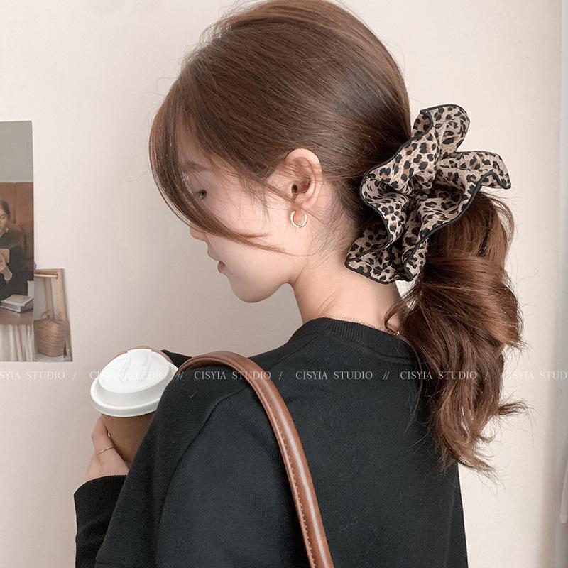 Korea Trend Big Leopard Scrunchies Women Girls Elastic Hair Rubber Bands Accessories Tie Hair Ring Rope Headdress Headwear