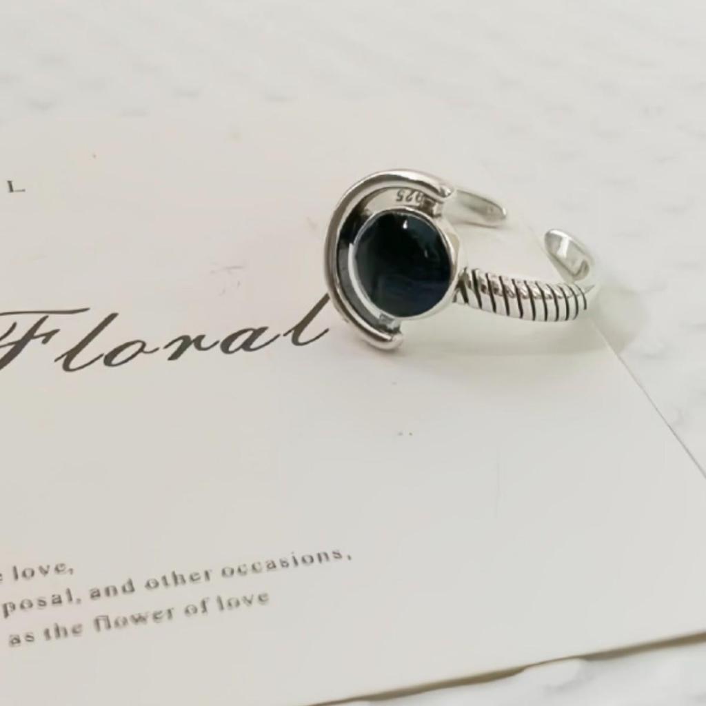 Unisex Retro Distressed Geometric Open Ring with Creative Drip Glue - Korean Style