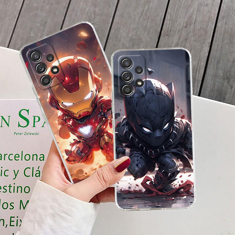 Cartoon Marvel Ironman Black Panther Clear Case For Samsung Galaxy A57 A37 A56 A36 A55 A54 A35 A26 A07 A17 A16 A06 A36 A15 Cover