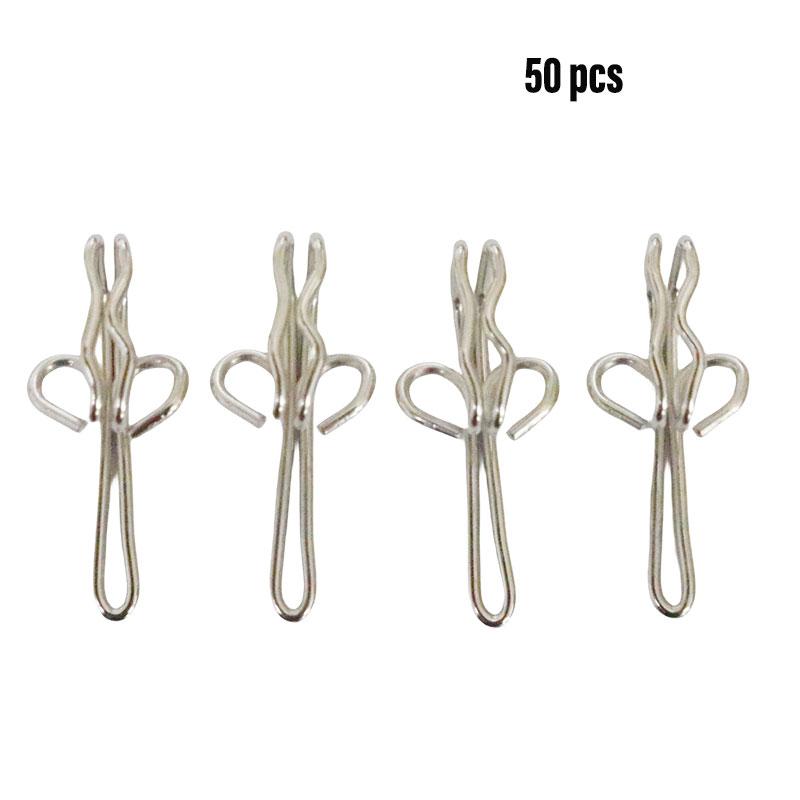 

Шт Металл 50 Тесьма для штор Драпировочные крючки Оконная фурнитура Аксессуары серебряный