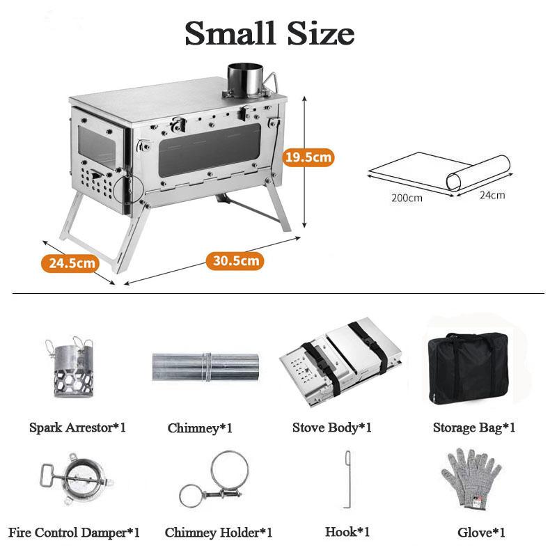 Folding Tent Stove Wood Burning Stove Convenient Storage Easy To Installation Rapid Heating Strong Heat-resistant Burner