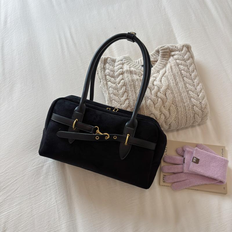 

Korean Style Brand Design Shoulder Bag New Suede Matte Pillow Bag Simple And Versatile Handbags High-end Fashionable Casual Bags 32x11x18cm чорний