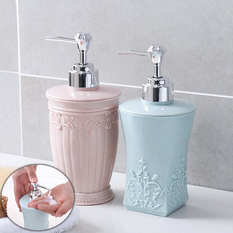 1PCS Fashion Stained Carved Liquid Soap Dispenser Bathroom Sanitizer Bottle Hand Pump Emulsion Shampoo Bath Shower Gel Press