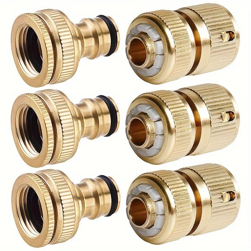 

3/5 Pairs Brass Garden Hose Connectors - 1/2 & 3/4 Tap Fittings + 1/2 Quick Connect Adapters (Solid Brass, Universal Fit)