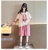 Summer Girls Clothes Child Set Sports Suit Teen Tracksuit Letter Print Bear T Shirt Tops + Short Pants