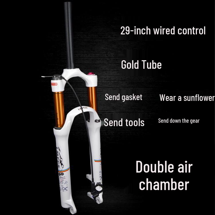 Dual Air Chamber Mountain Bike Fork - 26/27.5/29 Inch, Adjustable Damping, Magnesium Alloy