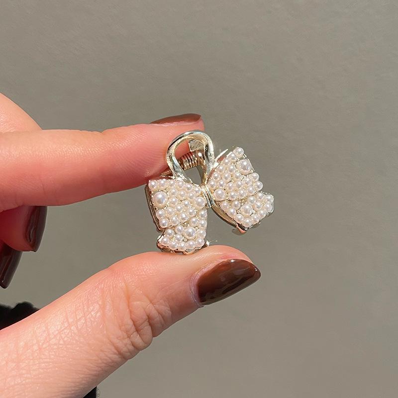 Pearl Rhinaute Small Hair Clip Female Net Celebrity Delicate High Ponytail Clip Korean Advanced Side Broken Hair Clip Headwear