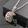 New hip-hop full diamond trend bouncing football helmet pendant with 5mm twist chain necklace