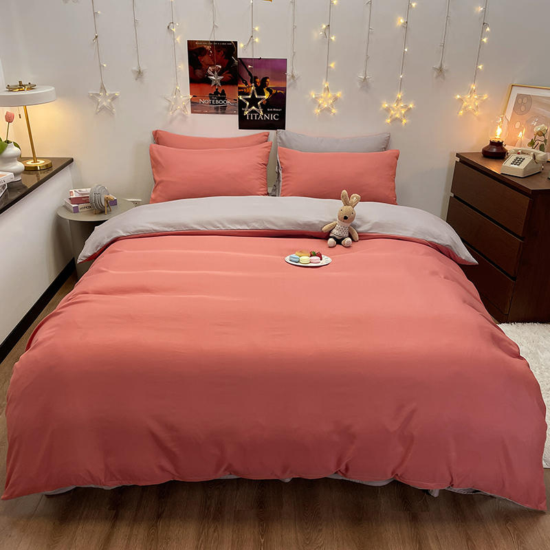 4 Pc Housse De Couette Dark Gray Color Duvet Cover Double Size Funda Nordica Cama 150 Queen/King Size Bed Cover