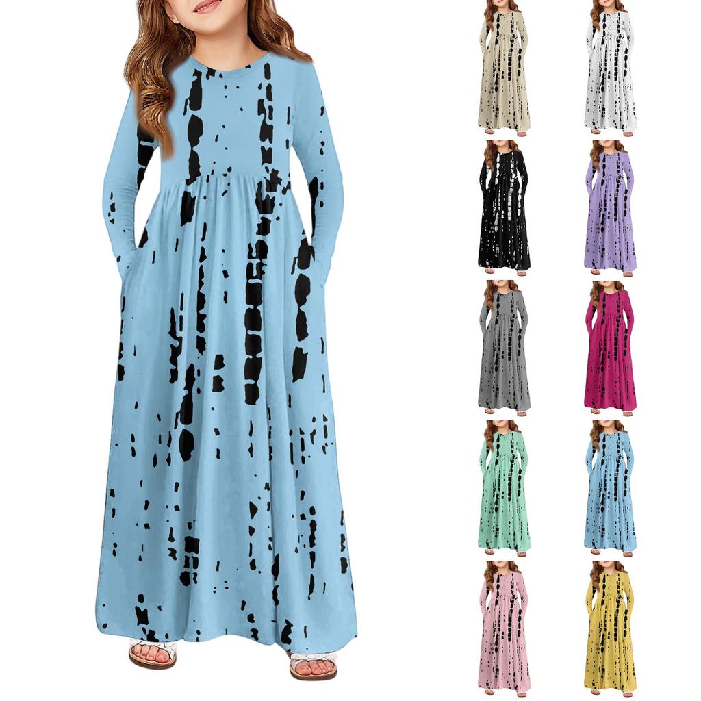 Girls' Maxi Dress - Long Sleeve Pocket Dress