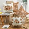 New Autumn Thanksgiving Home Sofa Cushion Cover Letter Printed Linen Flowers Warm Colors
