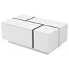 Modern White Square Coffee Table, Patchwork Colors with High-Gloss Look, 100 X 60 X 40 Cm – Four Drawers, Sliding Tabletop, Load Capacity Up To 30 Kg