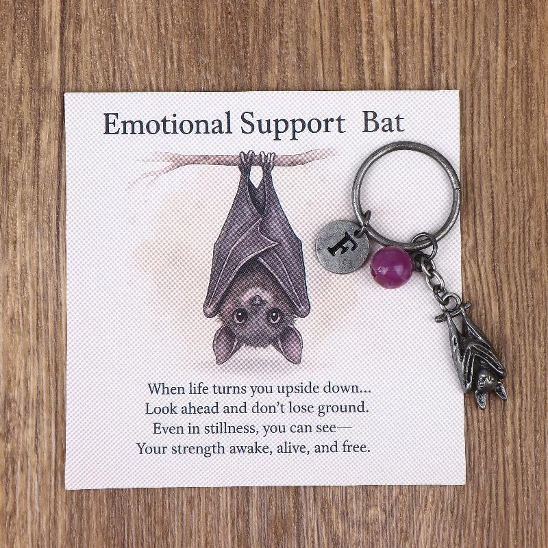 Bat Inspirational Keychain Emotional Support Bat Keychain Metal Bat Pendant With Inspirational Poetry Card Bats Keyring