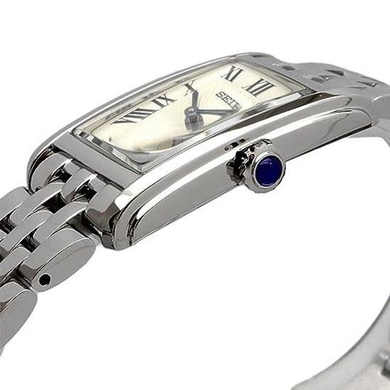 SEIKO náramkové hodinky dámské obdélníkový ciferník quartz SWR083 stříbrné zahraniční model