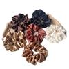 Silk Hair Scrunchies, Pack of 4, Neutral Colors - Cream, Beige, Brown, Black