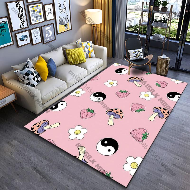 Whimsical Playful Nature Icons Carpet Yoga Living Room Room Decor Children's Crawling Mat Doormat Area Rug Games Mat