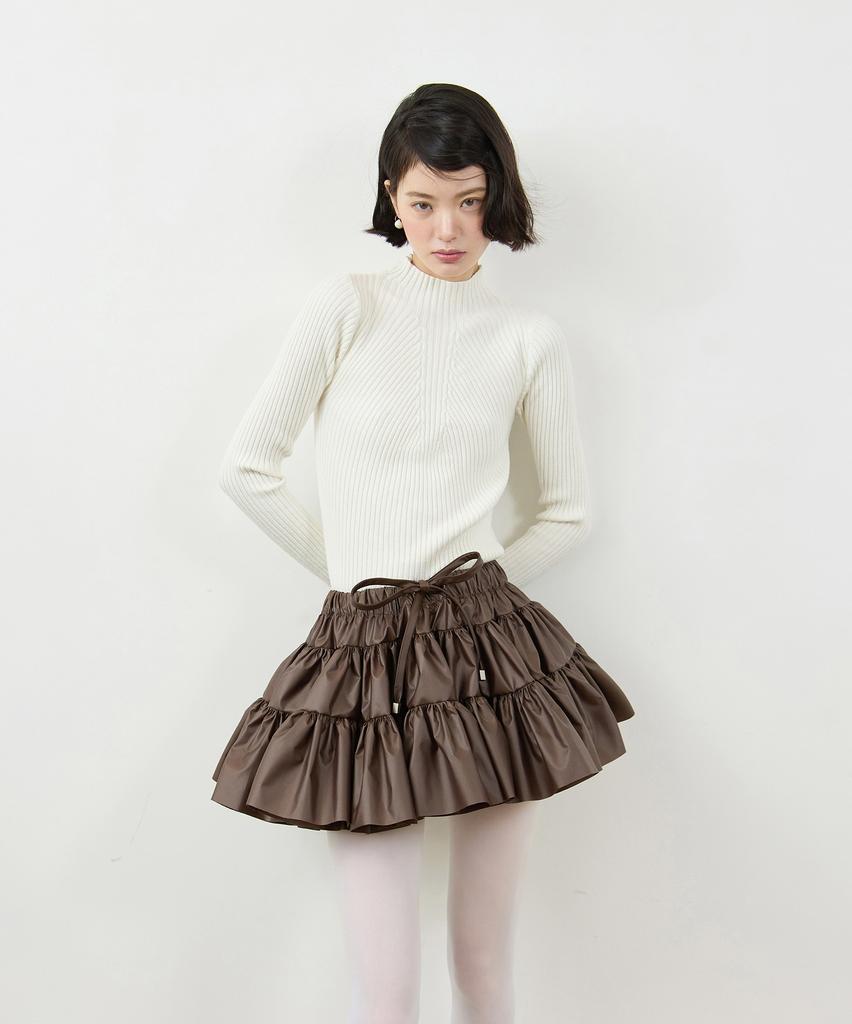 Leobyui Cabbage Tiered Skirt Brown