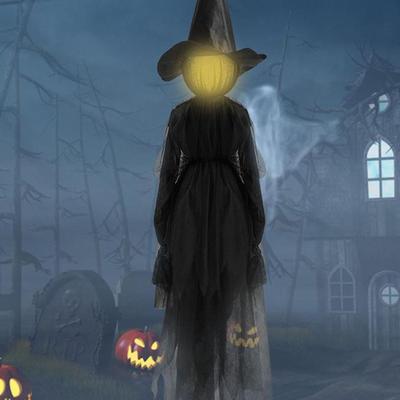 Outdoor Witch Halloween Decorations Lighted Witches Garden Decor with Sound Halloween Scary Props for Porch Garden Lawn Patio