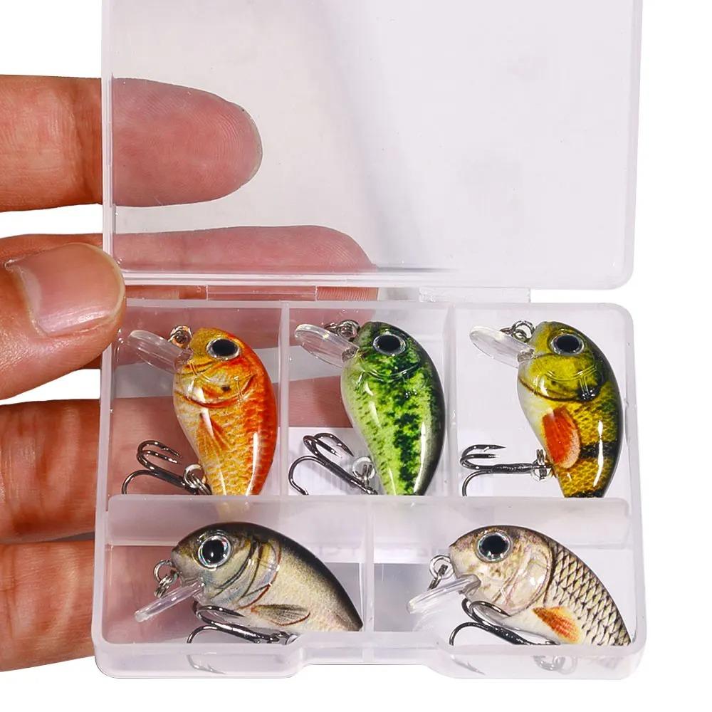 5 st/set Crankbait Minnow Fiskeagn - Livslikt Vaggande Hårt Bete Topwater Swimbait, för Havsabborre Öring Fiske i Sötvatten
