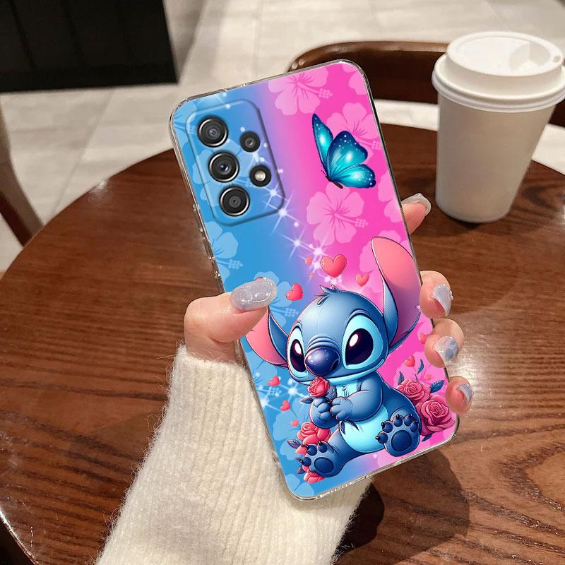 Stitch Clear Case für Samsung Galaxy A57 A37 A56 5G A36 Cases A55 A54 A35 A26 A07 A17 A16 A06 A34 A15 Stoßfeste Hülle Schmetterling