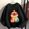 Kids Crewneck Sweatshirt, Gradient Colorful Animal Graphic Print, Spring Autumn Casual Sport Tops