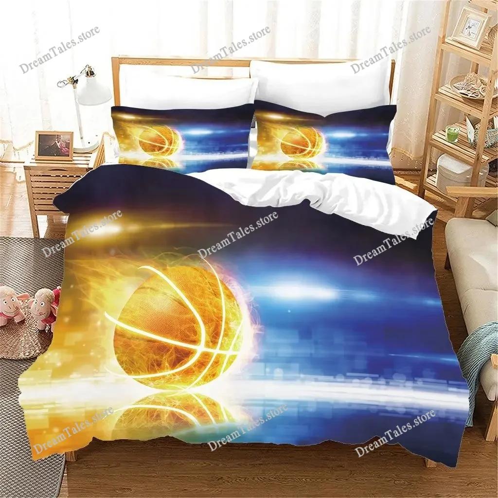 Basketball Duvet Cover Set Hit The Broken Wall Ball Theme Bedding Set for Kids Teens Queen King Size Soft Quilt Cover